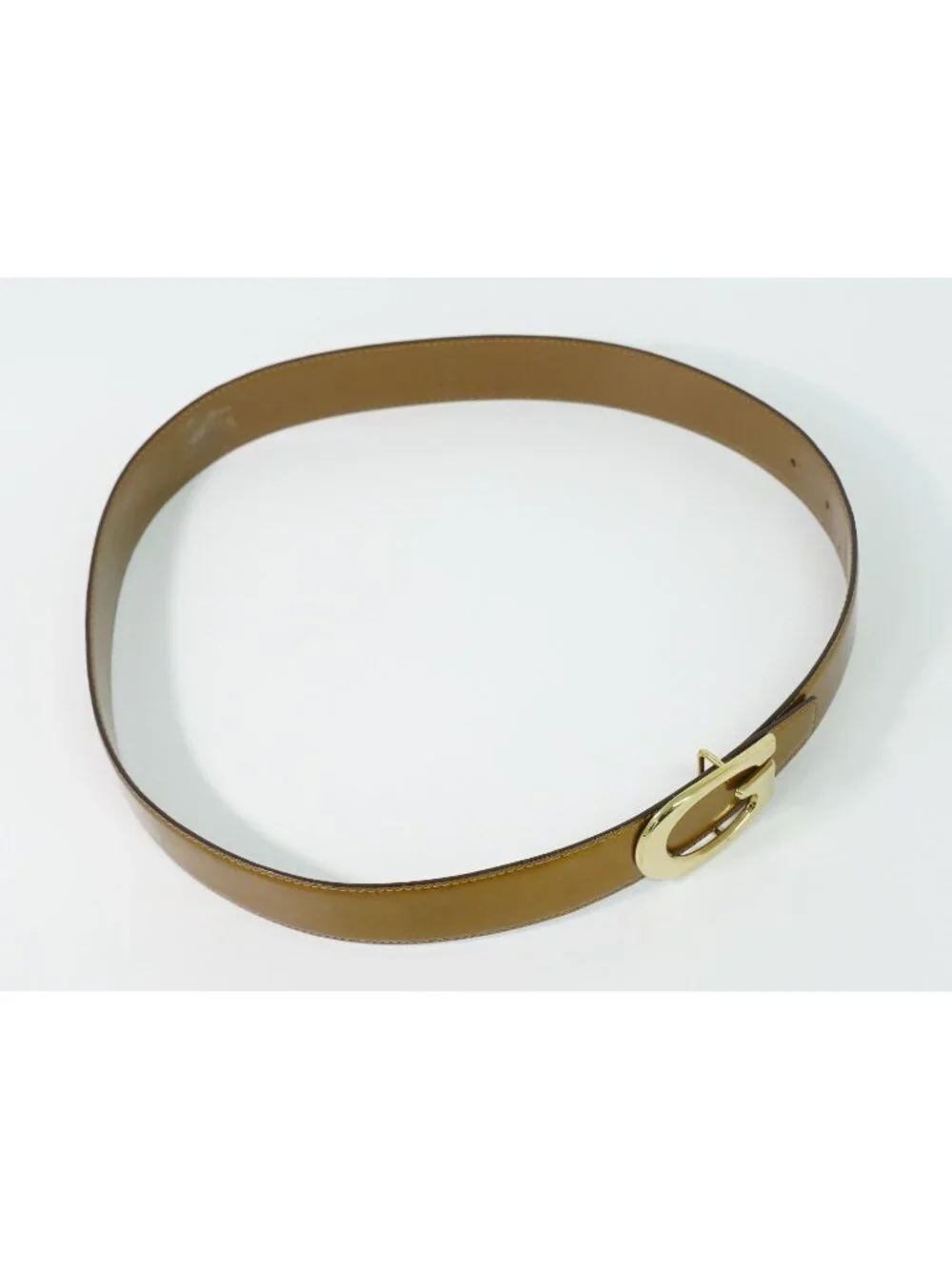 Gucci Buckle Belt 65 Patent Leather Brown Gold